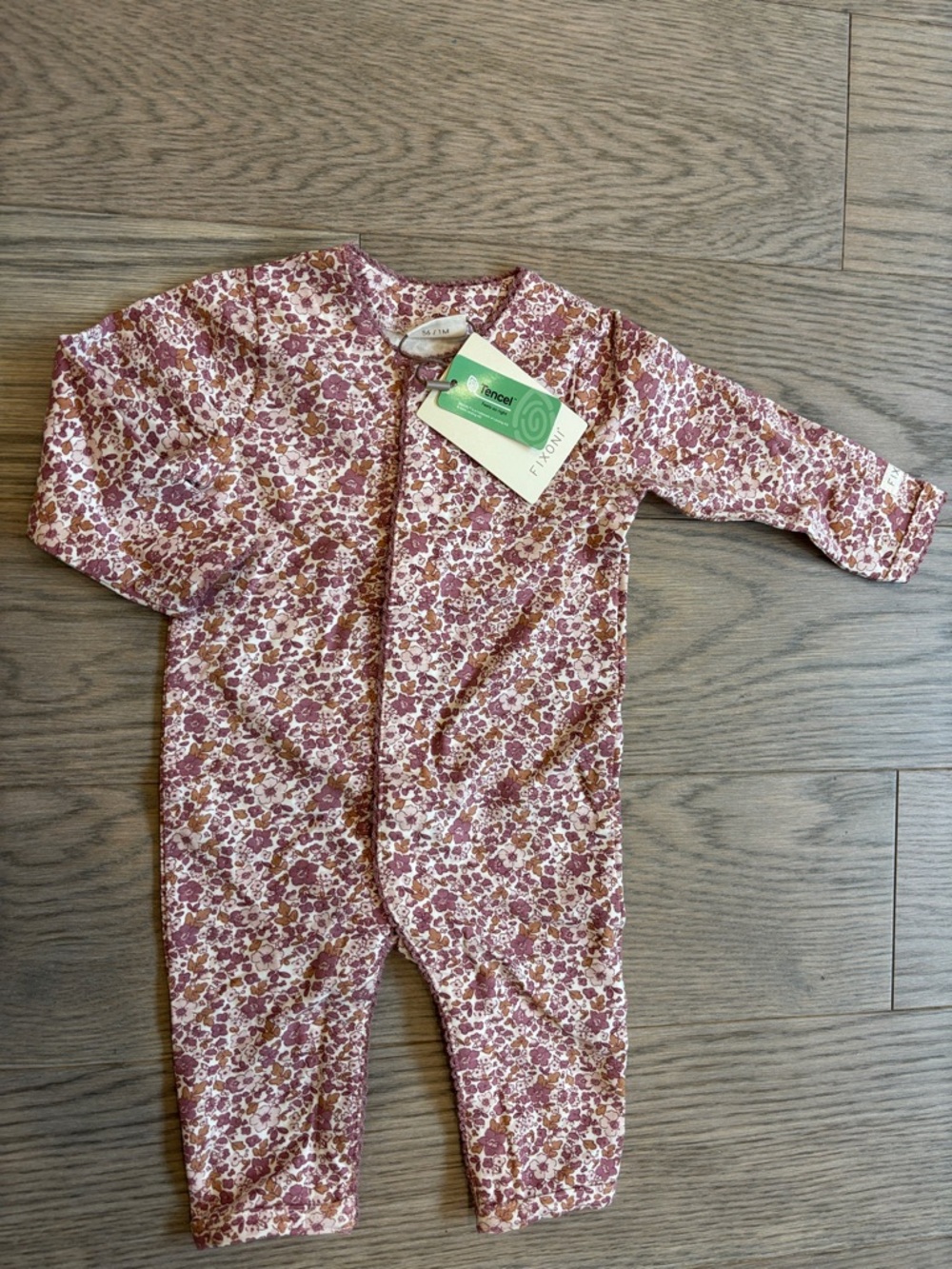 NET Floral Print Long-Sleeve One-Piece - Pink | 0-3m
